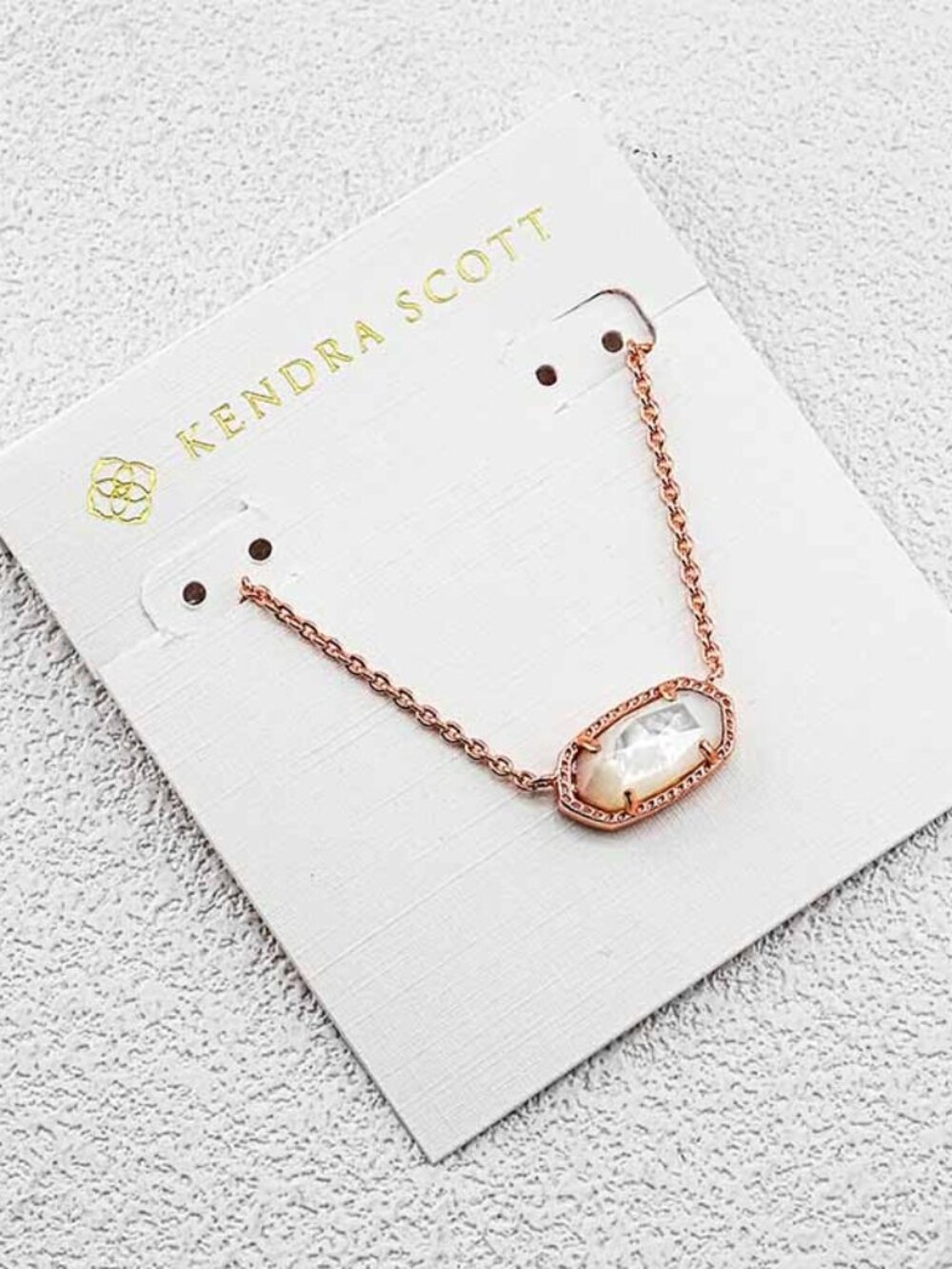 Kendra Scott Rose Gold Chain Necklace with Iridescent White Stone